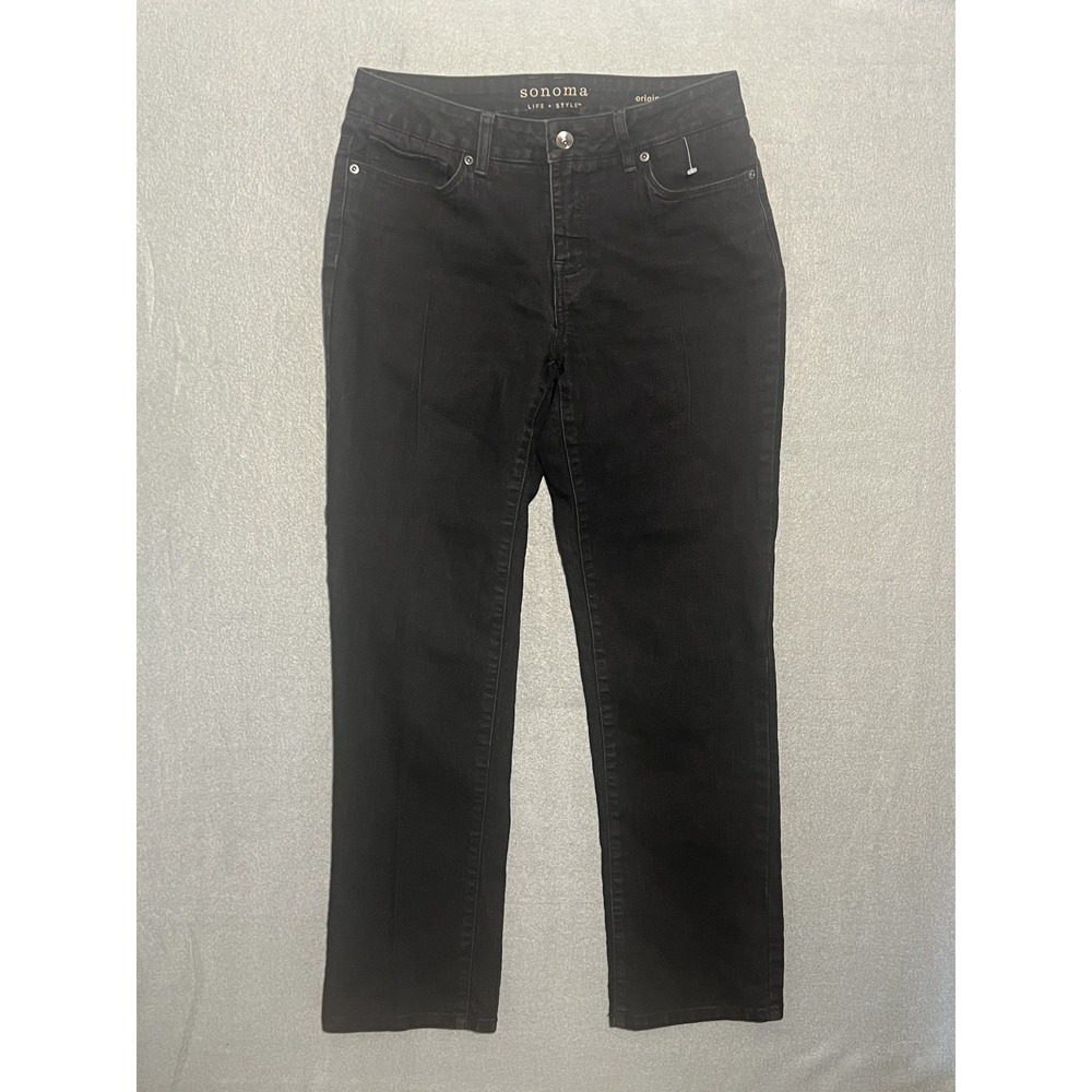 Sonoma Women's 6 Short Original Straight Leg Jeans Black Stretch Denim
